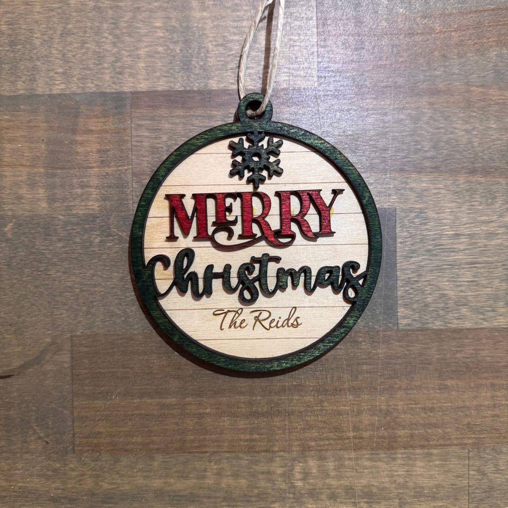 Personalized Rustic Round Ornament