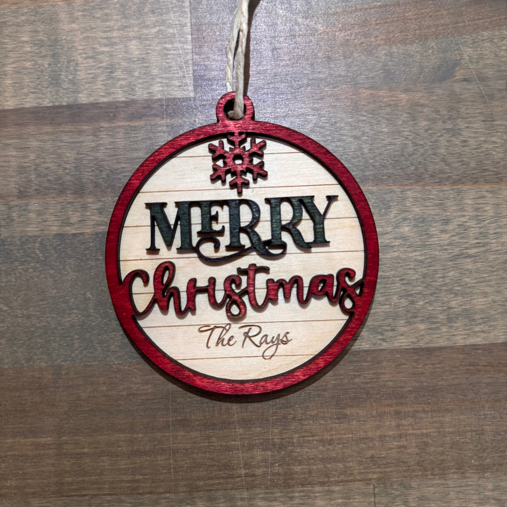 Personalized Rustic Round Ornament