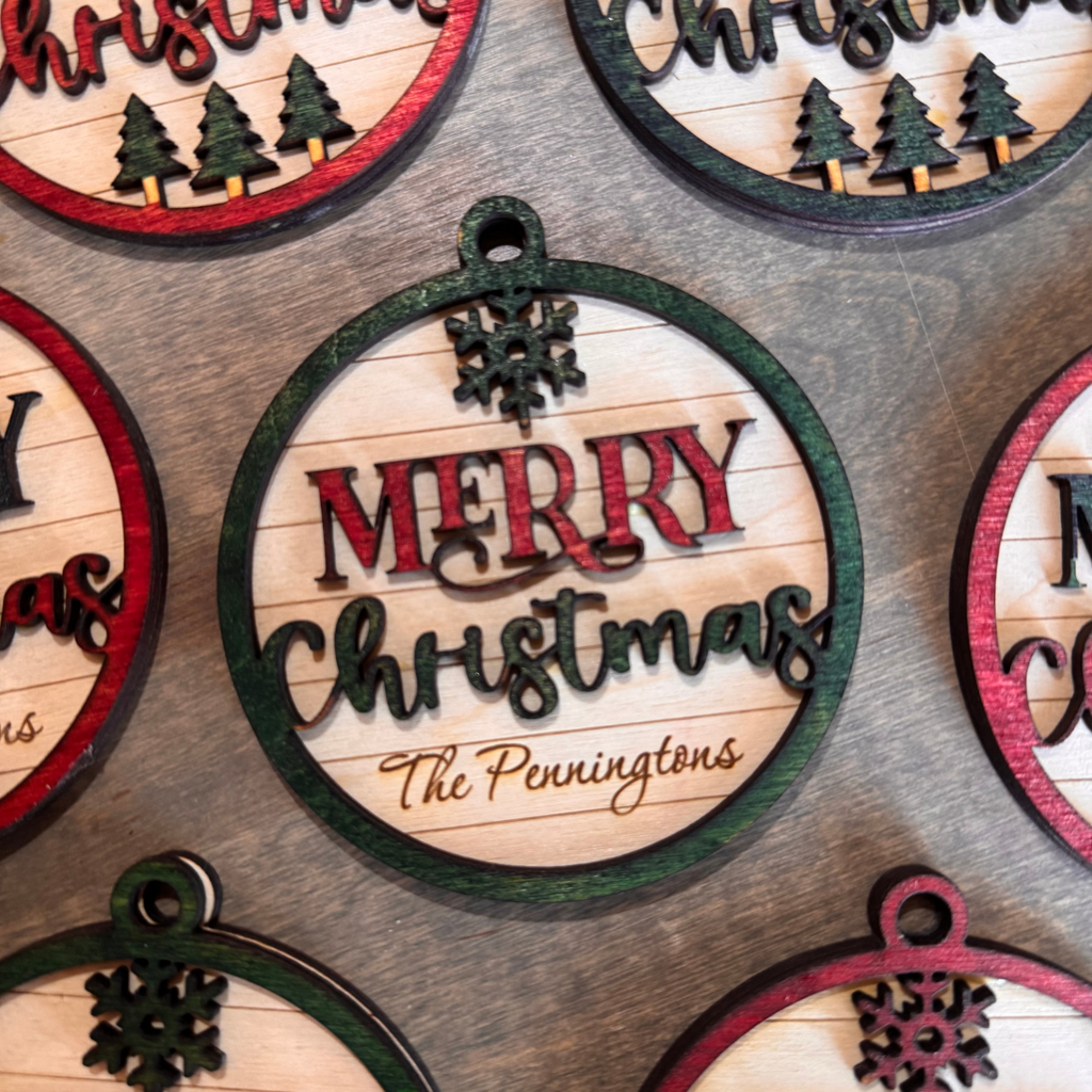 Personalized Rustic Round Ornament