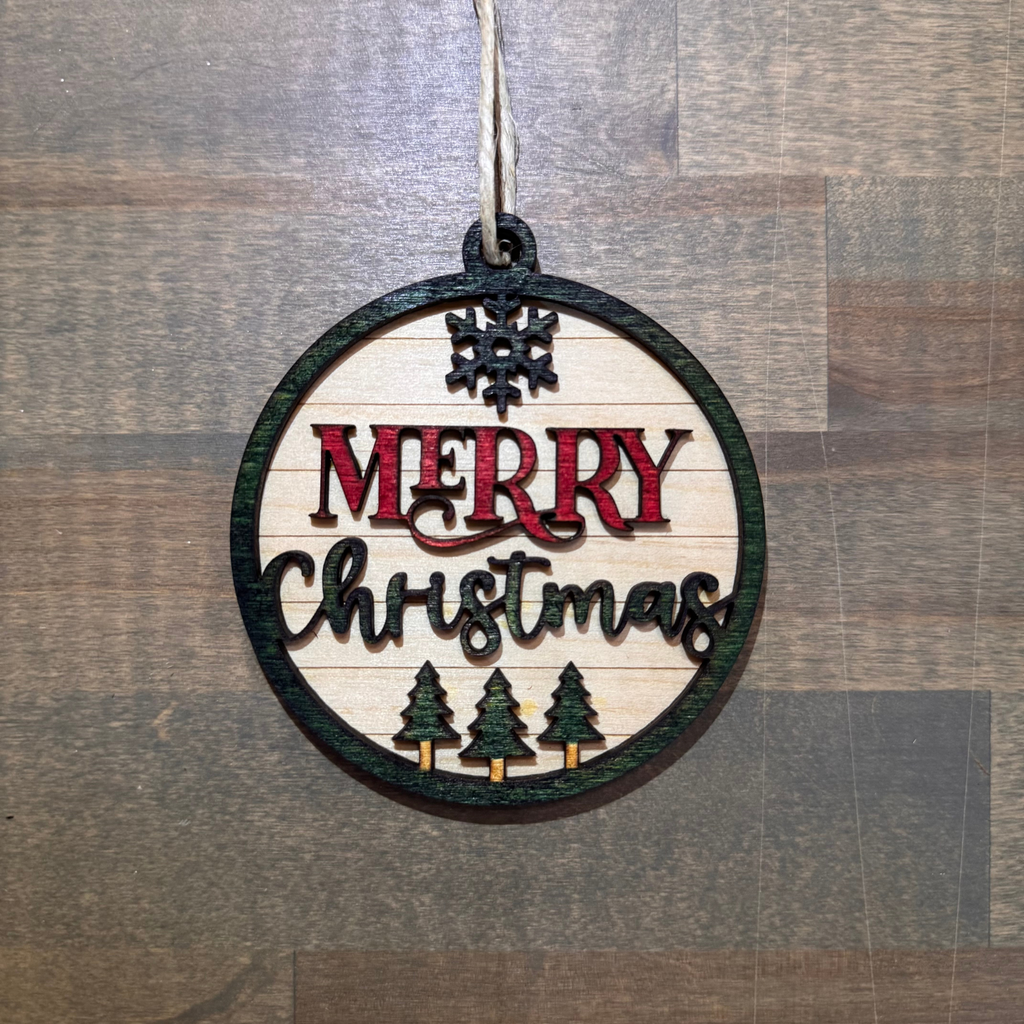 Personalized Rustic Round Ornament