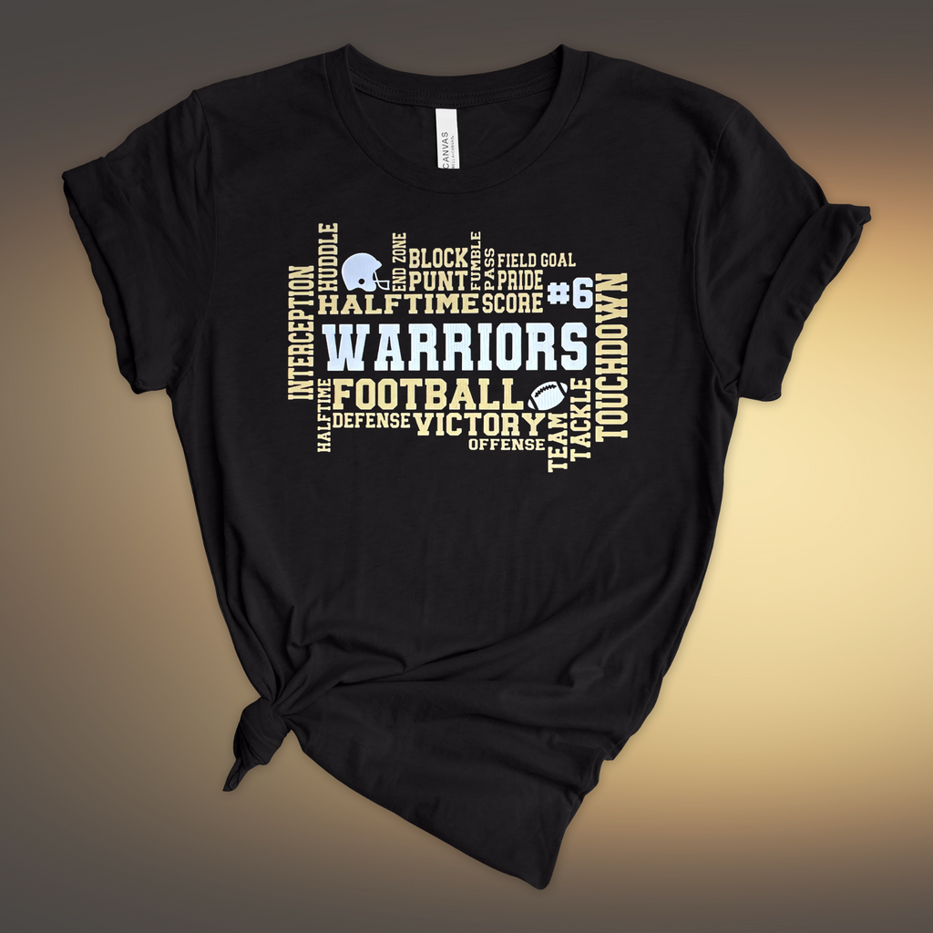 Personalized Warrior Football Shirt - Black Heather - Bella Canvas