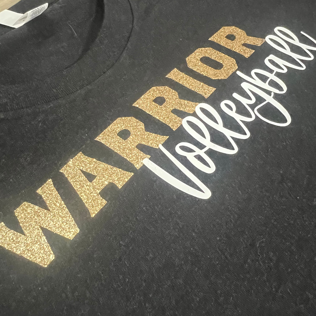Personalized Warrior Volleyball - Front and Back - Bella Canvas - Black Heather