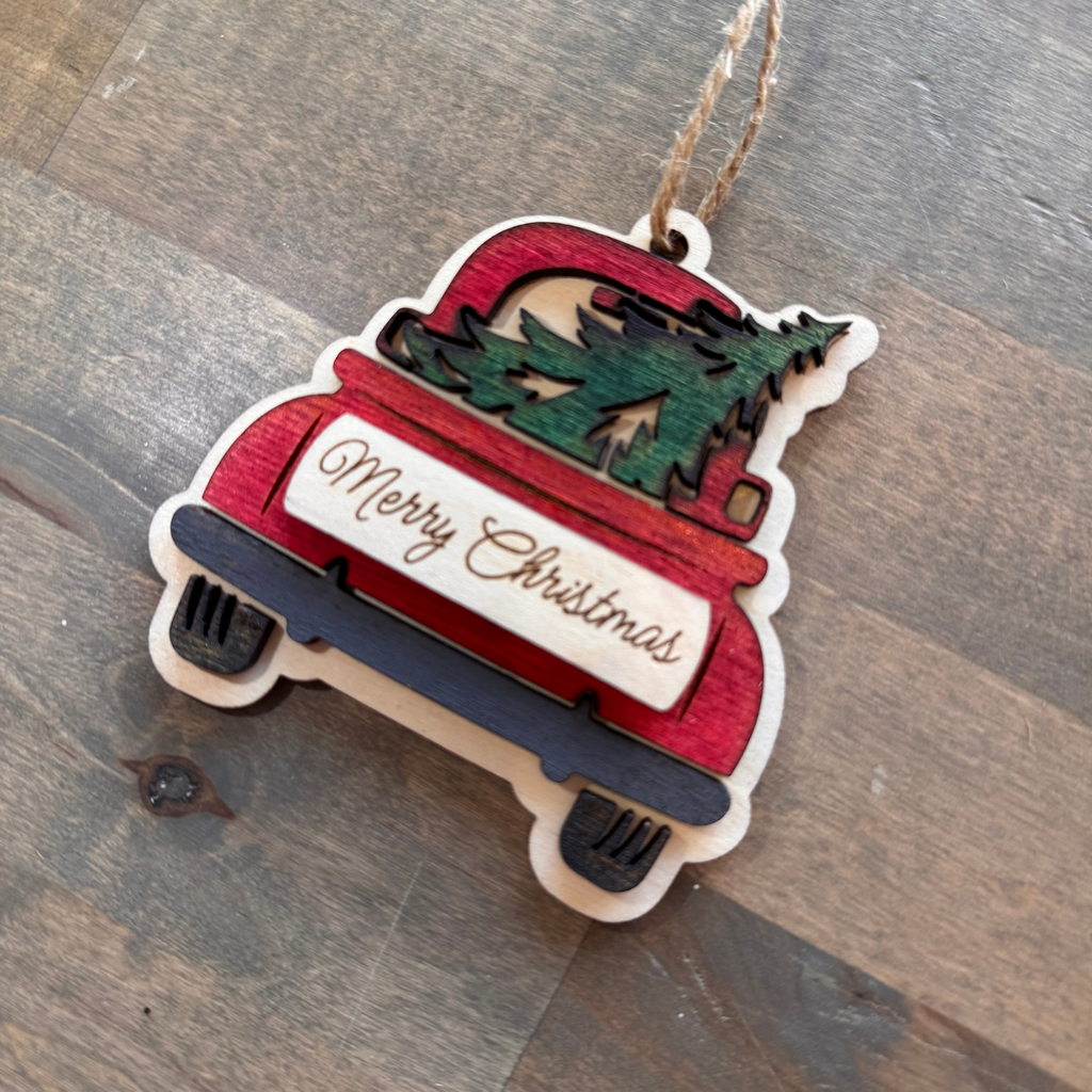 Personalized Red Farm Truck Ornament