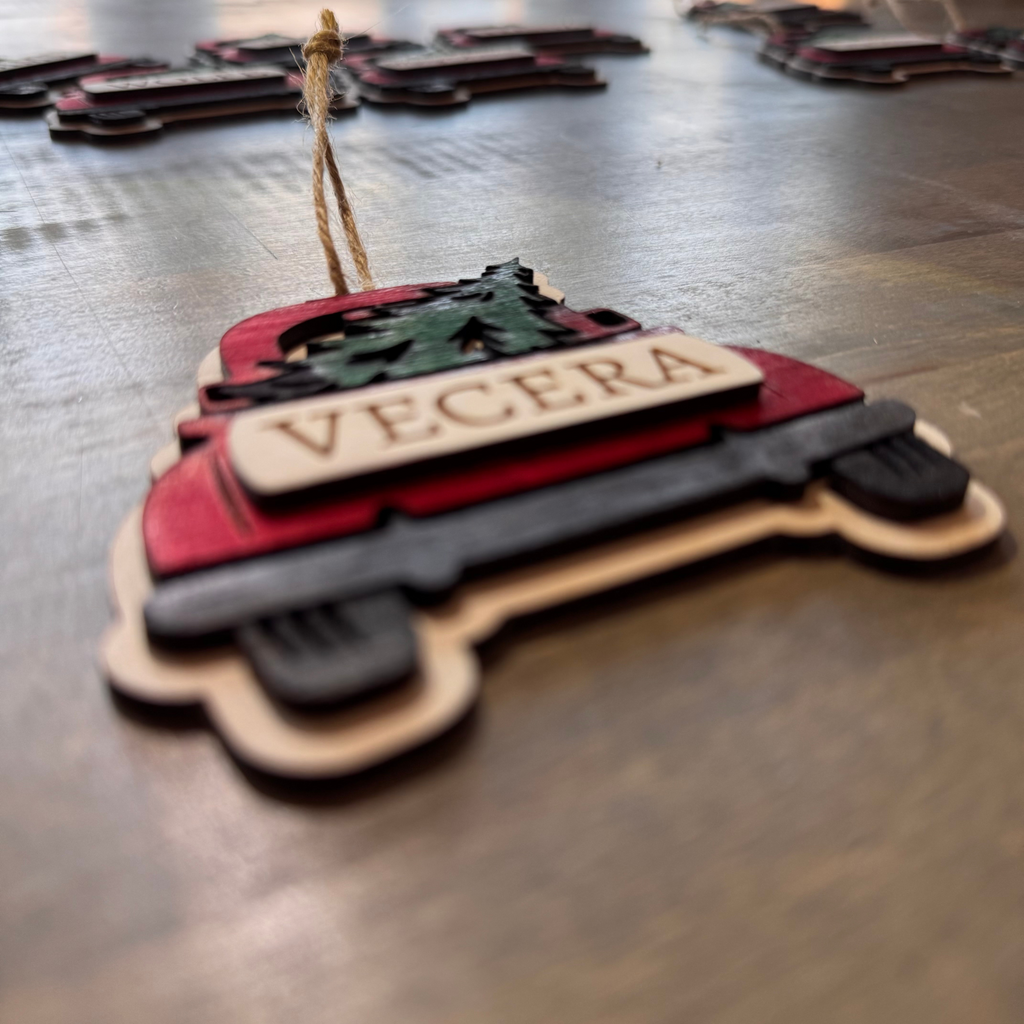 Personalized Red Farm Truck Ornament