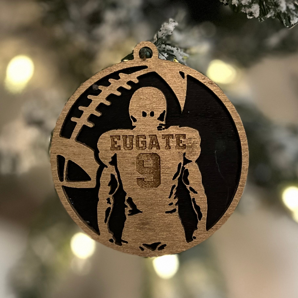 Personalized Football Ornament with Name and Number