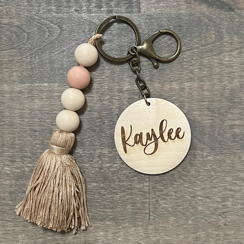Personalized Antique Brass Silicone Bead Keychain