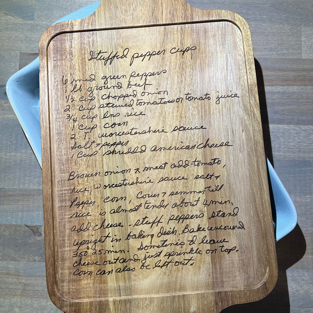 Handwritten Engraved Recipe Casserole Dish