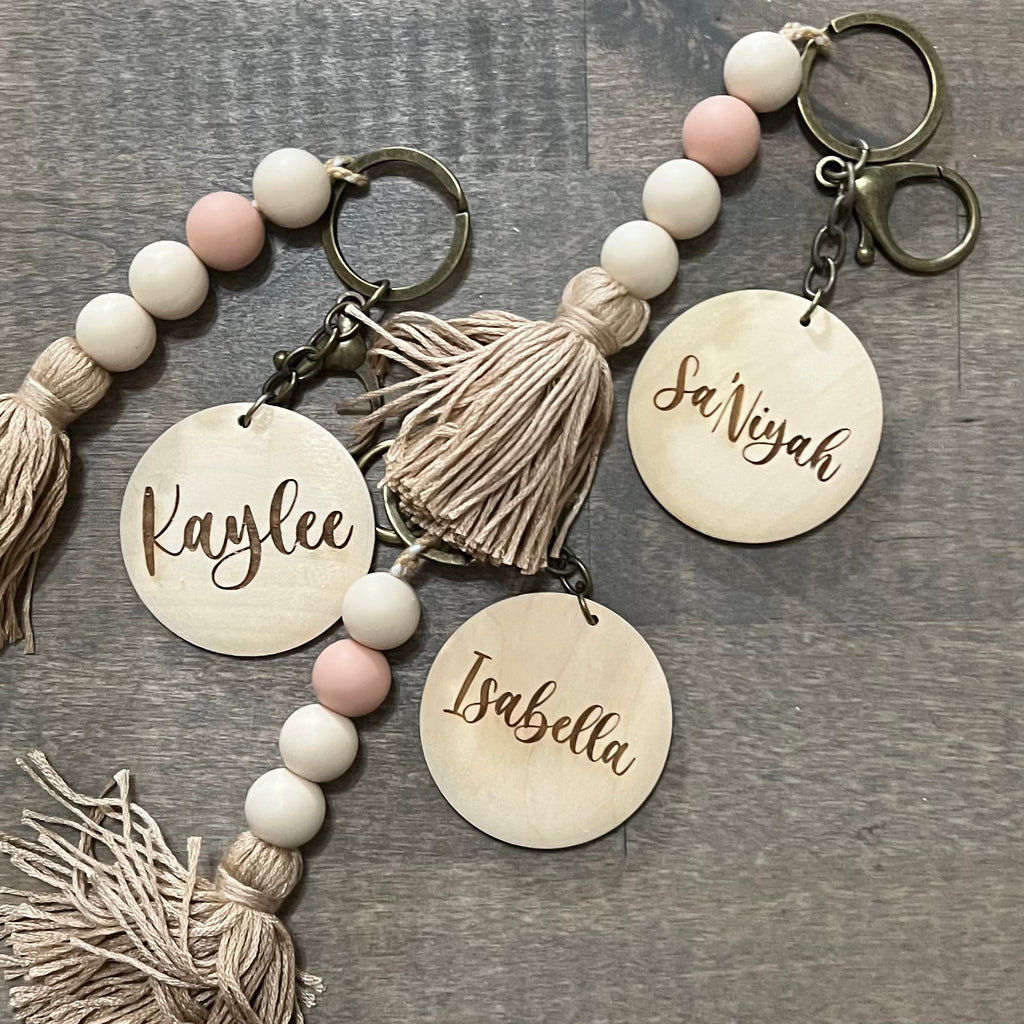 Personalized Antique Brass Silicone Bead Keychain