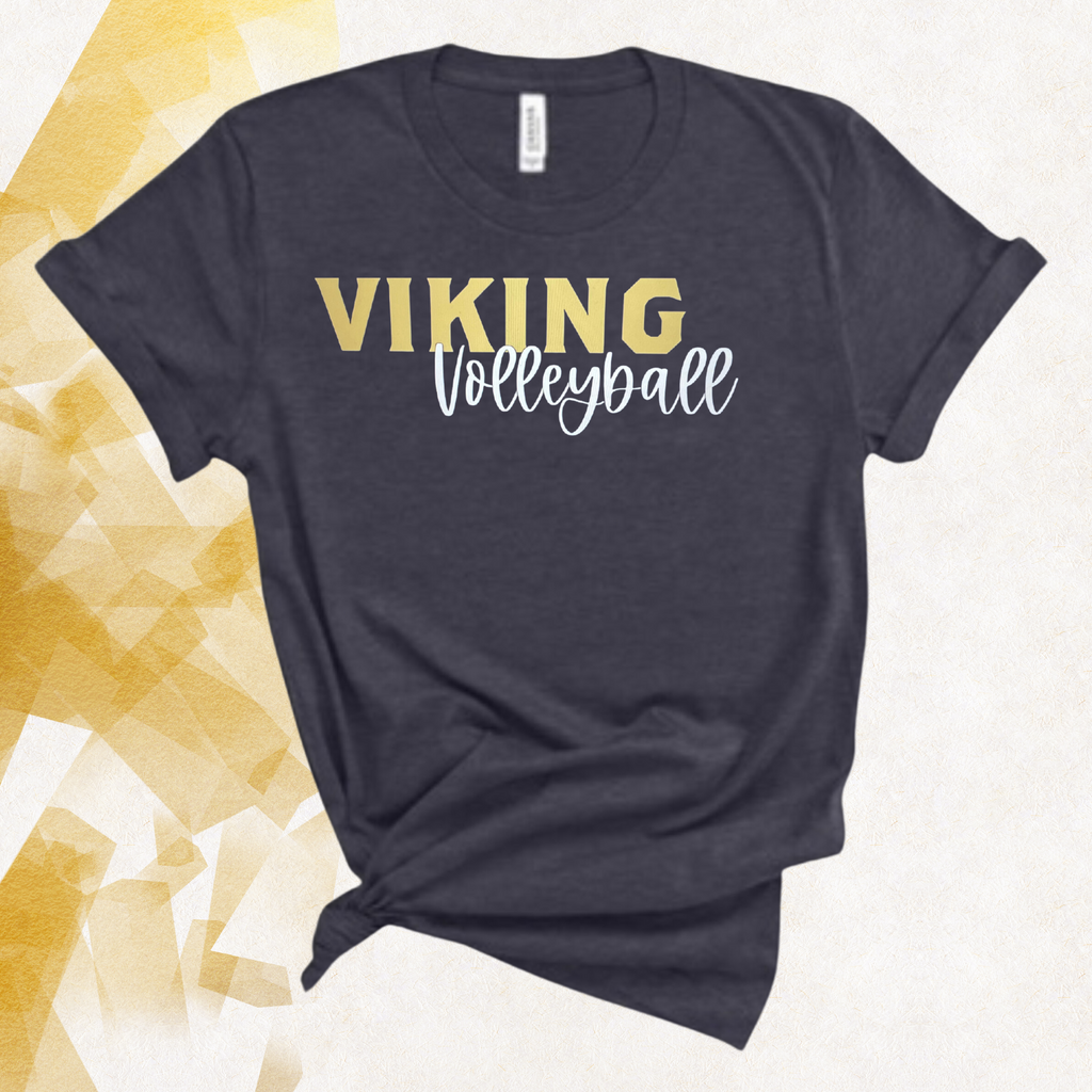 Personalized Vikings Volleyball - Front and Back - Bella Canvas - Blue Heather