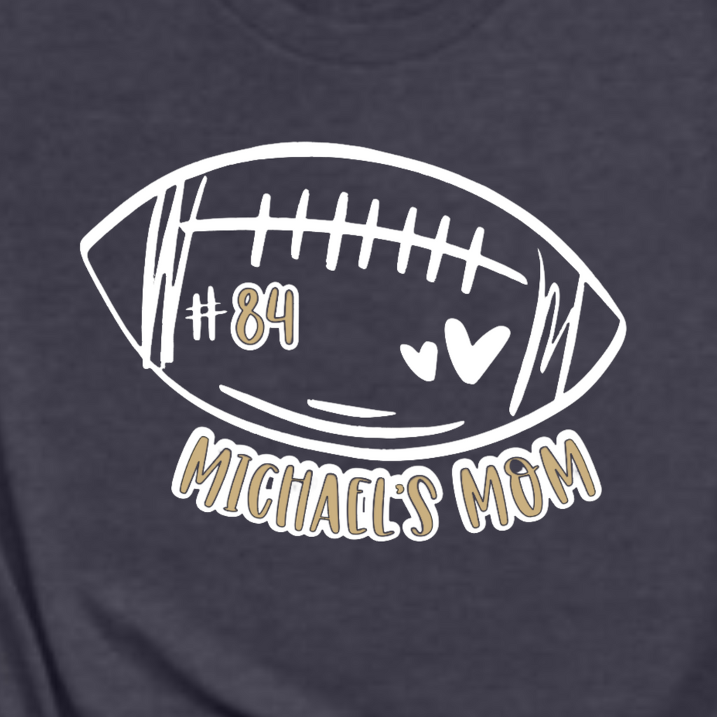 AJH - Football Mom - Personalized - Heather Navy Bella Canvas T-Shirt