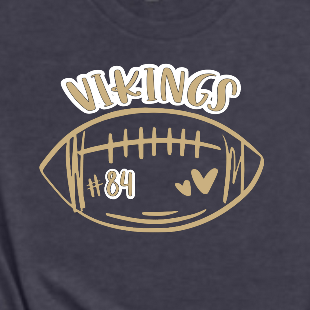 AJH - Vikings - Personalized Number - Heather Navy Bella Canvas T-Shirt
