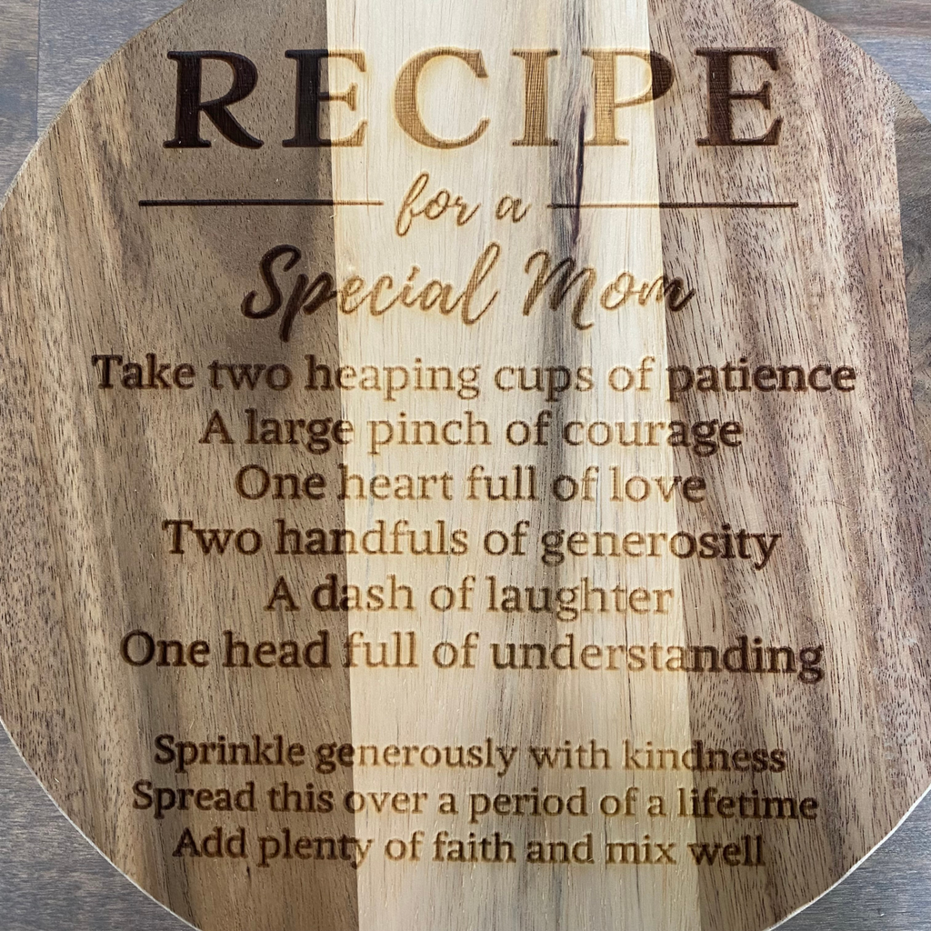 Recipe For A Special Mom - Heart Paddle Board