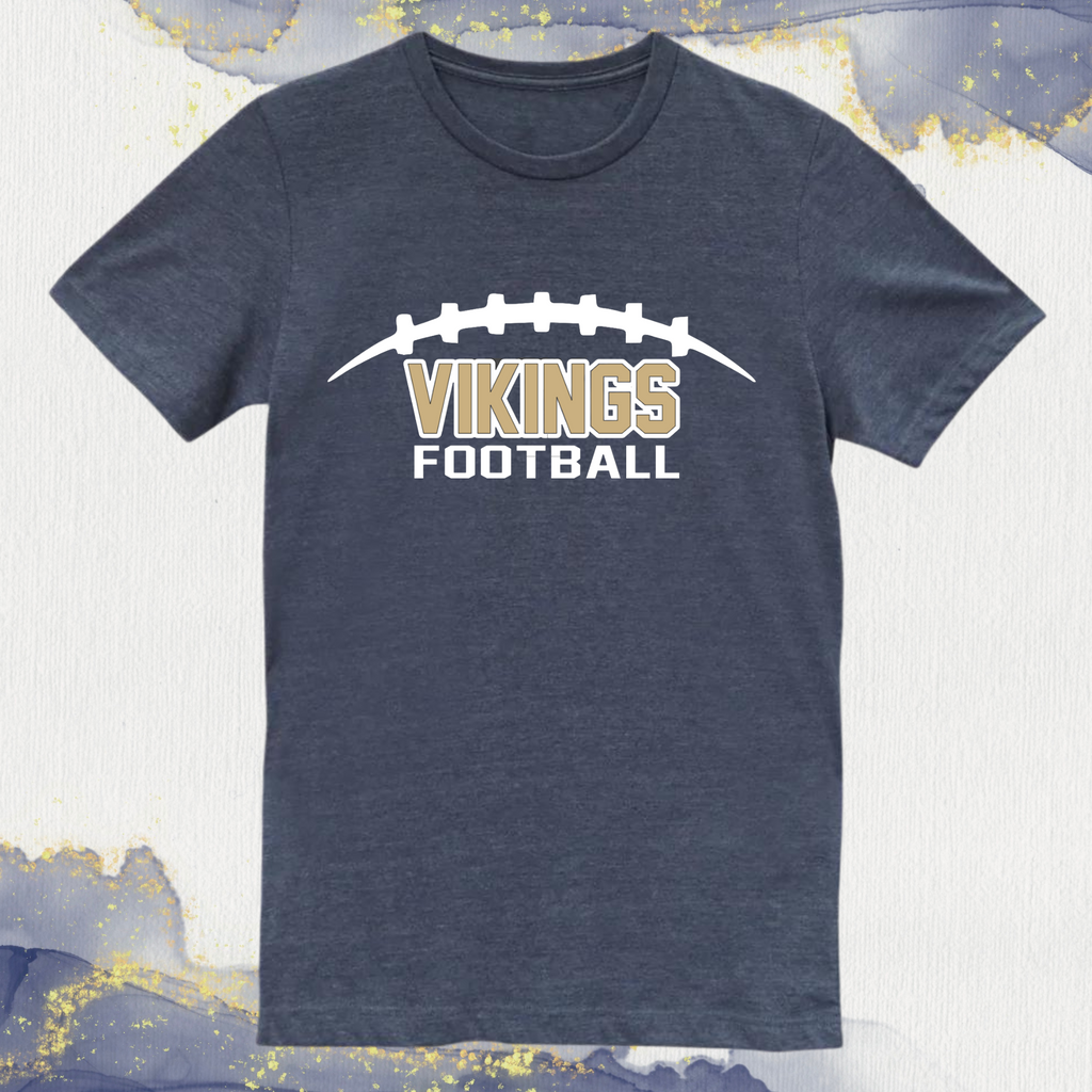 AJH - Vikings Football - Personalized Number - Heather Navy Bella Canvas T-Shirt