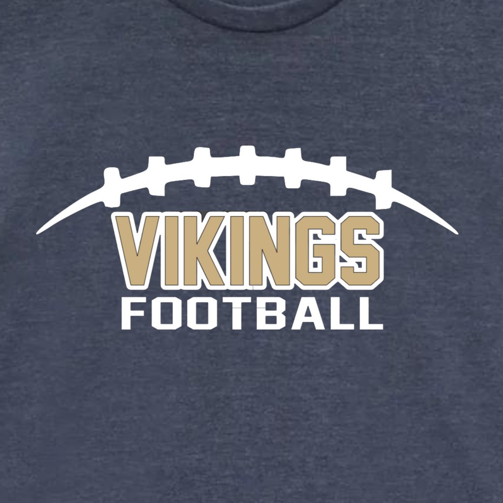 AJH - Vikings Football - Personalized Number - Heather Navy Bella Canvas T-Shirt