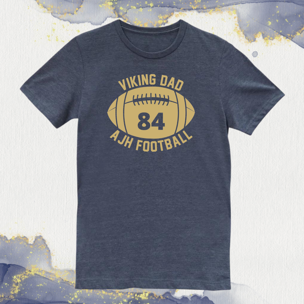 AJH - Viking Dad Football - Personalized - Heather Navy Bella Canvas T-Shirt