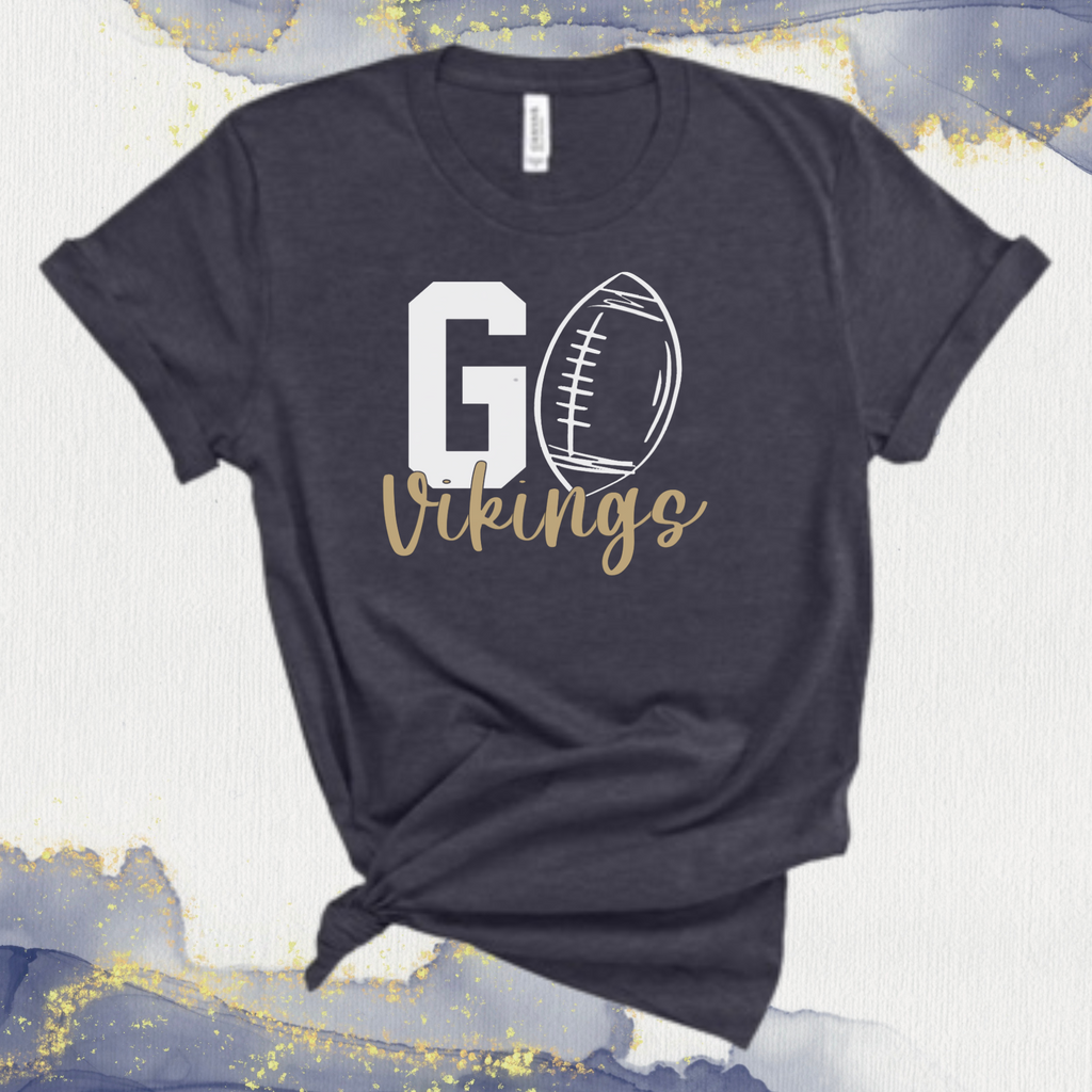 AJH - Go Vikings - Personalized - Heather Navy Bella Canvas T-Shirt