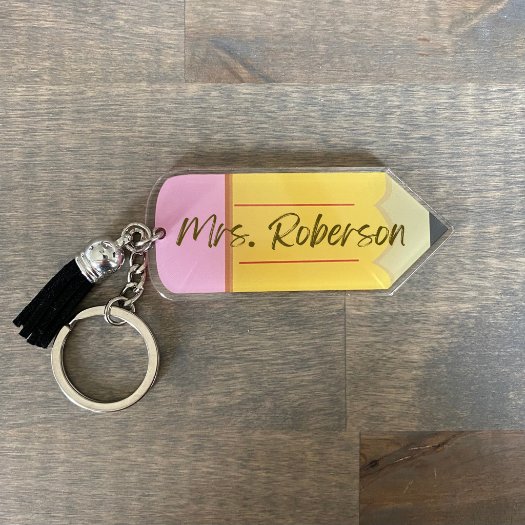 Personalized Teacher Acrylic Tassel Keychain - Hometown