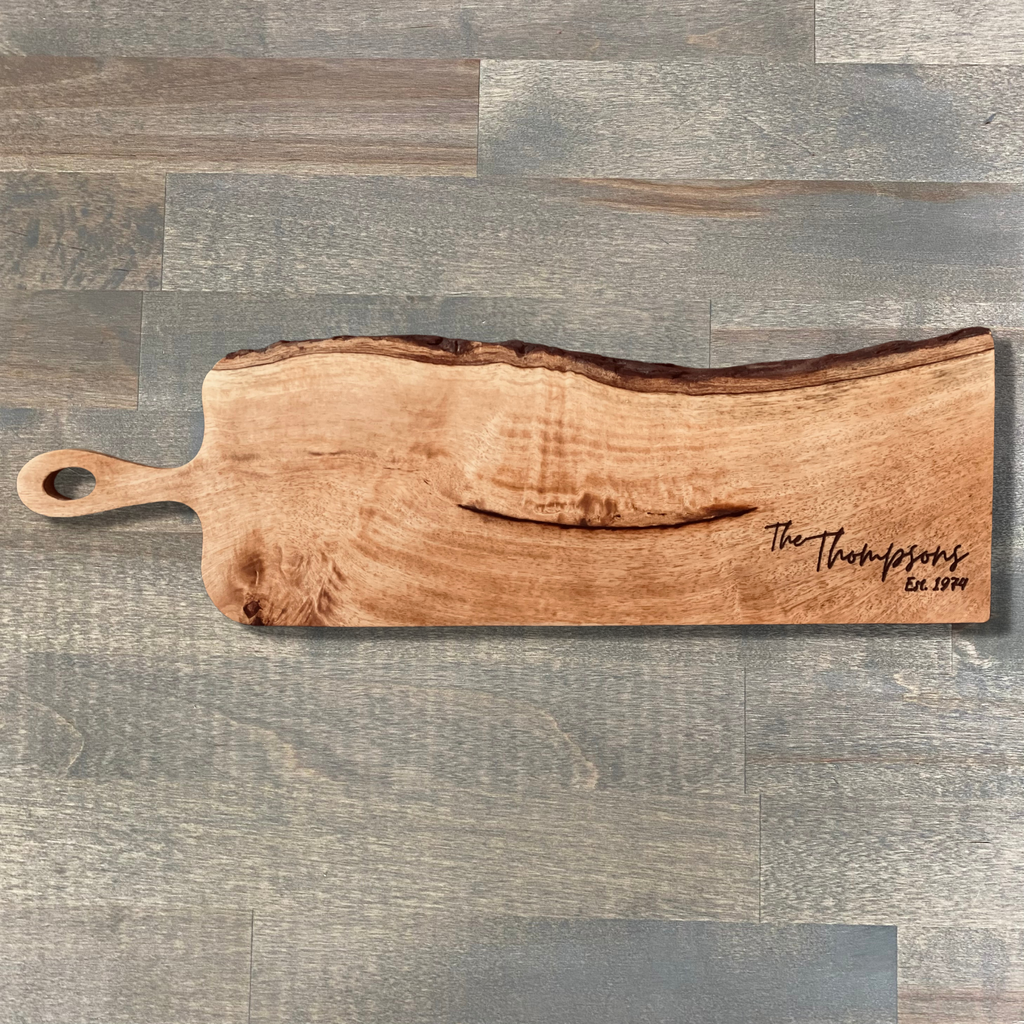 Personalized Large Live Edge Charcuterie Paddle Serving Board