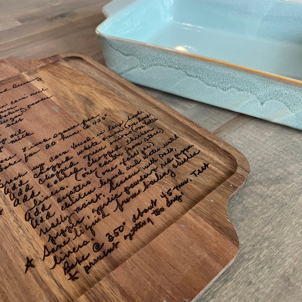 Handwritten Engraved Recipe Casserole Dish