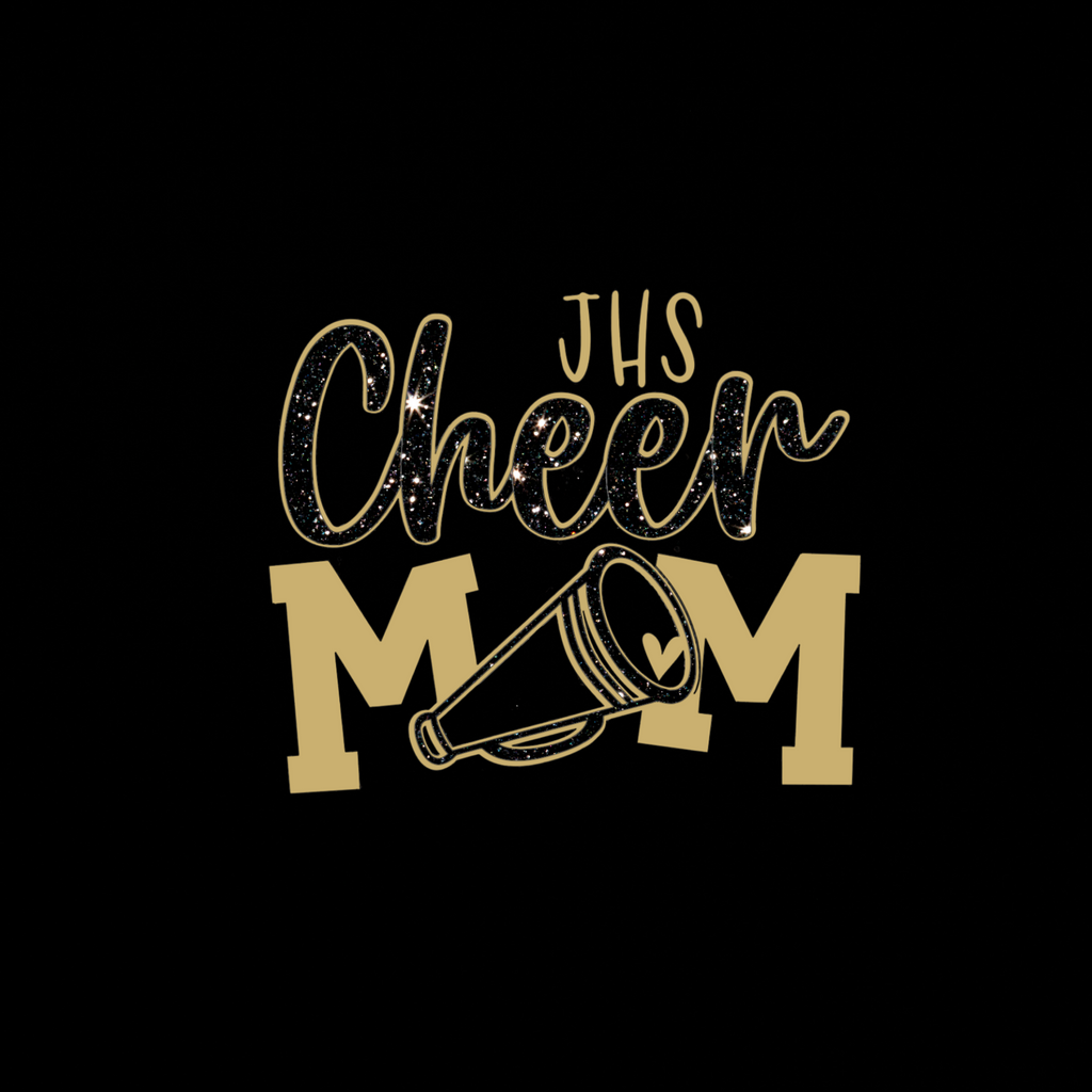JHS- Cheer Mom Megaphone - Glitter - Black Heather - Bella Canvas T-Shirt