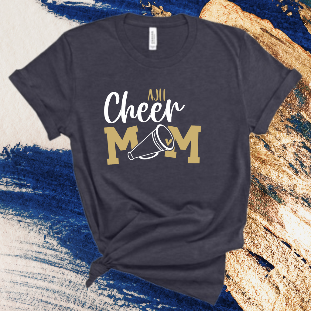 AJH - Cheer Mom Megaphone - Blue Heather - Bella Canvas T- Shirt