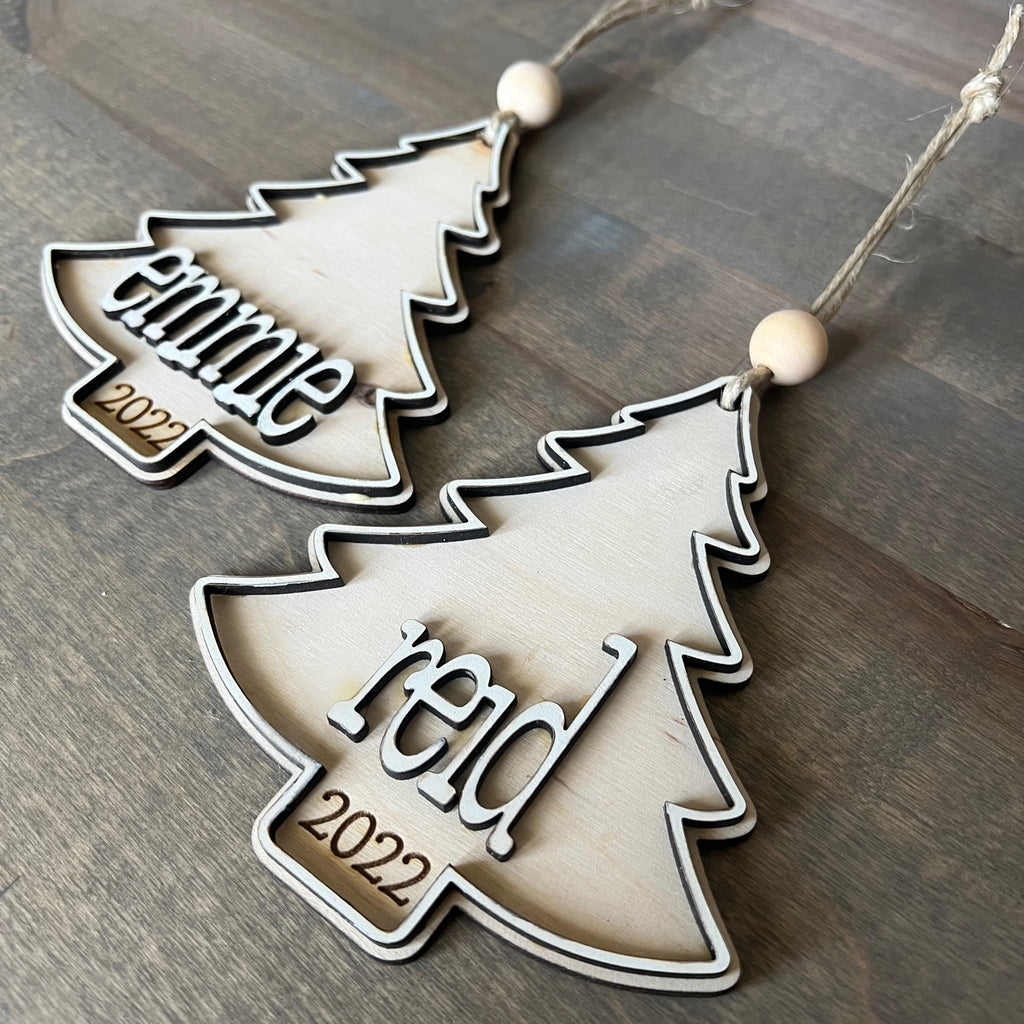 3D Personalized Christmas Tree Ornament -  Stocking Tag