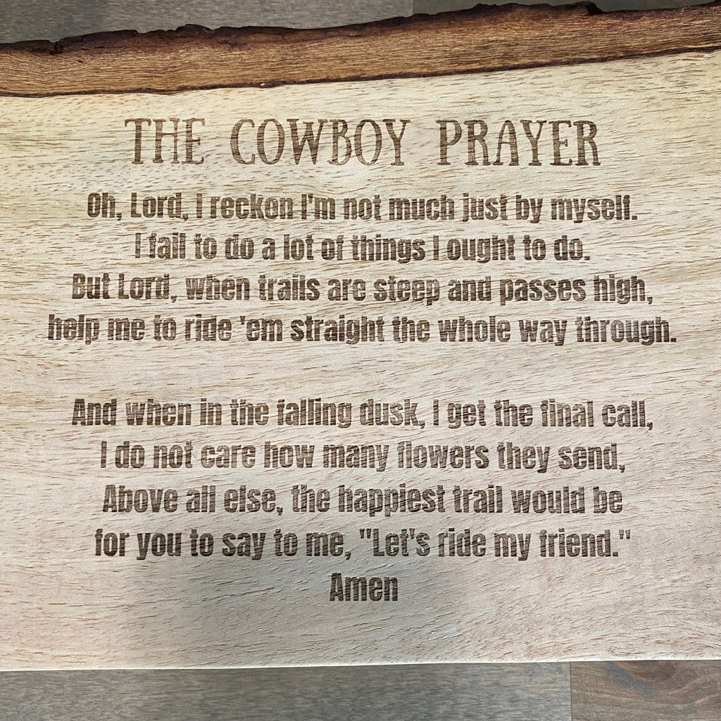Cowboy Prayer Large Live Edge Paddle Serving Board