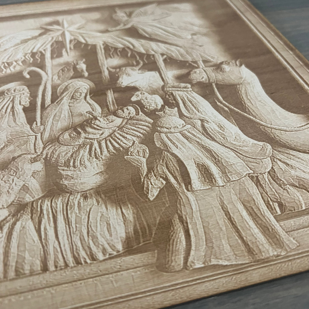 3D Wood Engraved Nativity Scene