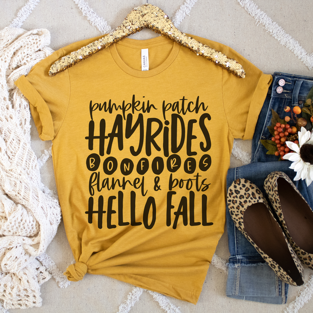 Hayrides - Fall - Bella Canvas Mustard Shirt