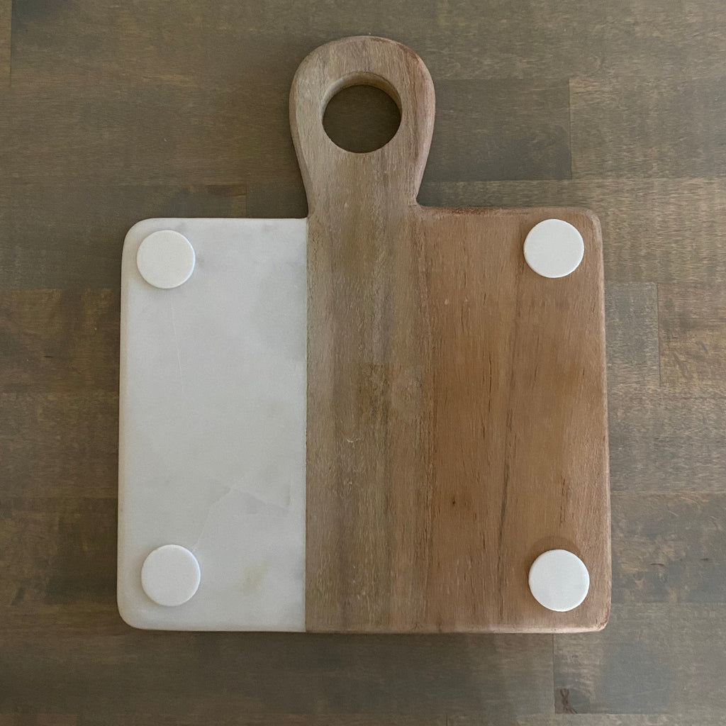 Personalized Wood and Marble Small Cheese Board